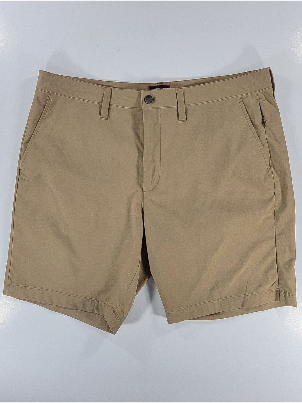 Untuckit Men's Traveler Tech Performance Stretch Chino Shorts 9" Inseam Tan